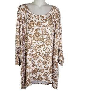 Isaac Mizrahi Live! True Denim Floral Printed Seamed Knit Top 4X A384138